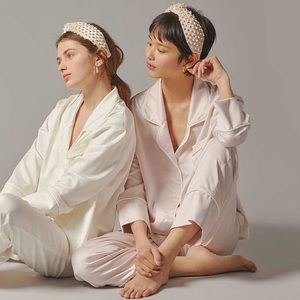 Floravere Satin Pajama Set in Peony (Blush Pink)